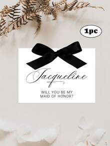 1/3pcs Custom Bridesmaid Proposal Card, Customize Text,Will You Be My Bridesmaid Card, Maid Of Honor, Satin Ribbon Bow,Bridesmaid Proposal Card,Satin Ribbon Bow, Bridal Party Invite - Multicolor - View 9