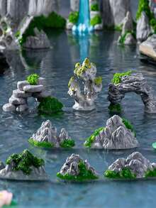 14件套禅意花园景观装饰套装，灰色树脂岩石造型，适用于盆景景观装饰、仙境花园配件、植物园和玻璃生态瓶，人造岩石，夏季盆栽植物装饰。本产品仅供园艺装饰用途，不建议14岁以下儿童使用。 - 彩色 - 查看 3