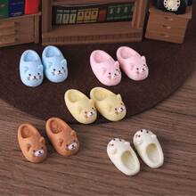 5 Pairs Mini Cute Resin Cat Slippers, Adorable Healing Style Solid Color 3D Cat Shape Anti-Slip Textured Details, DIY Doll House Decor, Daily Ornaments, Miniature Doll House Toys, Handmade Accessories For Miniature Scene Building - Multicolor - View 5