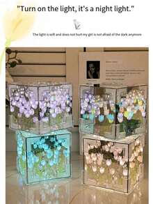 1套20朵郁金香花，手工DIY创意迷你夜灯，3D立体花卉氛围灯，优雅桌面装饰，贴心礼物，客厅家居装饰，婚礼装饰，情人节礼物 - 彩色 - 查看 6