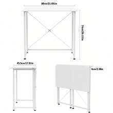 Folding Desk, Computer Table, Compact No Assembly, Study Table For Home Office, Craft Computer Desk, 80 X 45 X 74 Cm - MESA-8045-BLANCO. - Xem 4