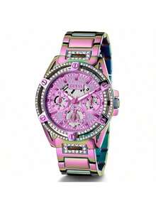 Guess Crystal Queen Series Women's Quartz Watch, Hollow Dial, Stainless Steel Case, 40mm Diameter, Elegant Ladies Watch, Suitable For Daily Wear, Birthday, Anniversary, Valentine's Day Gift - Purple - View 11