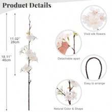 12 PCS Faux Cherry Blossom Branches Decor 18.11 Inch Fake Artificial Cherry Flowers For Home Indoor Decoration Vase Arrangement Table Living Room Bedroom Spring Decor - 12件套裝 1811吋 白色 - 查看 2