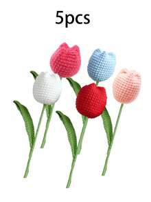 1pc/Pack DIY Crochet Tulip Gift, DIY Artificial Flower Bouquet, Handmade Crochet Tulip Bouquet, Crochet Flower Bouquet Gift, Perfect Gift For Women, Valentine's Day, Birthday Or Graduation Ceremony - Multicolor - View 17