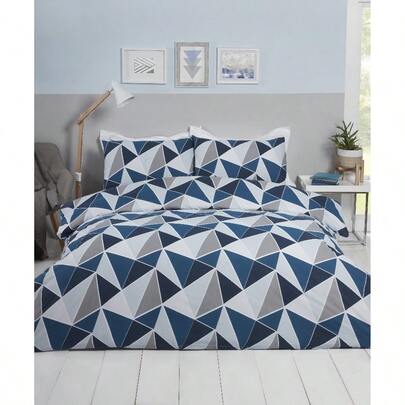 GeoFacet Polycotton Duvet Cover Set – Soft & Breathable Geometric Bedding | Reversible Modern Triangle Design | Single, Double & King Sizes | Includes Matching Pillowcases | Easy-Care, Durable & Machine Washable | Fast UK Dispatch