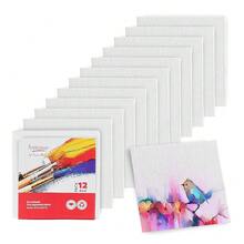 Small Canvases For Painting - Pack Of 12, 4 X 4 Inch Blank White Canvas Boards - 1OO% Cotton Art Panels Mini Canvas Bulk For Oil, Acrylic & Watercolor Small Painting Canvas - 4x4吋-12件裝 - 查看 1