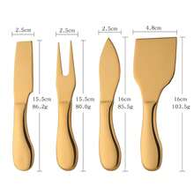 4 piezas de herramientas para queso, cortador de queso dorado, cuchillo, ralladores de queso creativos, herramientas de cocina, espátula para pasteles, cuchillo para mantequilla, set de queso - Oro-B - Ver 12