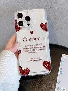 1pc Heart-Shaped Valentine's Day Pattern, Airbag Transparent Anti-Fall Phone Protective Case, TPU Material Can Be Given As Holiday Gift, Compatible With Iphone XS/XS Max/XR/11 12 13 14 15 16 Pro/Pro Max/14 15 16 Plus/17, Suitable For Both Men And Women, Phone Case - Clear - View 5