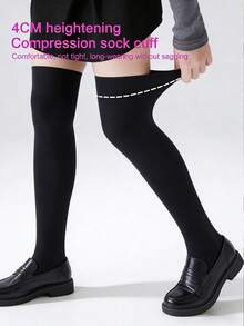 1 Pair Thigh High Socks, Plus Size Over The Knee Stockings With Cat Paw Silicone Pattern, JK Style Decor Leg Warmers, Fashion Versatile Mid-Calf Socks With Multi-Layer Anti-Slip Silicone Details, Minimalist Design Long Socks Suitable For Spring, Summer, Autumn, Daily Wear, Parties, Performances And Gifts - Multicolor - View 5