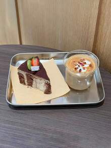 1pc Stainless Steel Rectangular Coffee Tray, 304 Stainless Steel Kitchen Coffee Shop Tray, Cake Dessert Plate, Dinner Plate, Dim Sum Tray, Courtyard Reception Plate - Silver - View 8