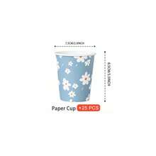 蓝白雏菊一次性餐盘、餐巾纸、杯子 - 25人份派对用品套装，适用于生日、婚礼、主题派对、家庭野餐 - 彩色 - 查看 8