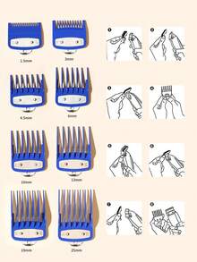 一套8件装理发器梳子套装，包含替换限位梳，适用于8148/8504型理发器 - 彩色 - 查看 3