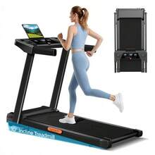 UMAY Fitness Folding Treadmill With Incline, Electric Treadmill For Home Exercise, 3.0 Horsepower Quiet Brushless Treadmill, 8.7 MPH, 300 Lbs - 黑色 - 查看 10