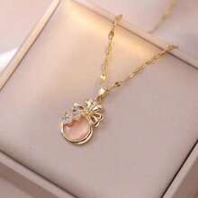 Women's Small Niche Influencer Necklace Money Bag Collarbone Chain Ins Cold Style Fortune Bag Cat Eye Fashion Pendant Accessory - 金色 - 查看 1