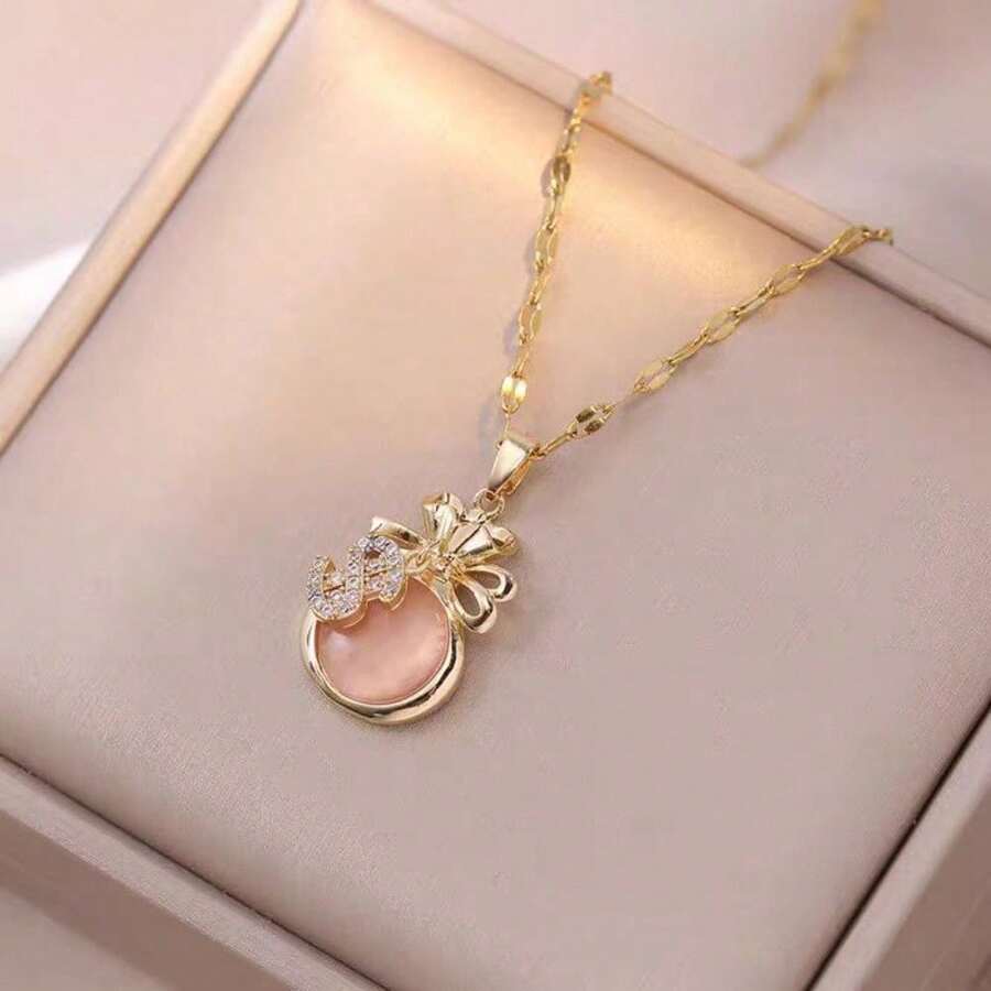 Women's Small Niche Influencer Necklace Money Bag Collarbone Chain Ins Cold Style Fortune Bag Cat Eye Fashion Pendant Accessory - 金色 - 查看 1