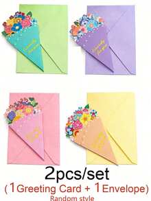 16张/套创意季节花束贺卡，适用于母亲节、婚礼、周年纪念日、生日、教师节、情人节，以及作为礼物送给朋友。它们是送给您挚爱的完美礼物，一定会给您带来无尽的喜悦。它们也适合作为返校季礼物和学习用品。 - 彩色 - 查看 14