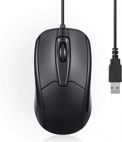 Wired Computer Mouse, USB Optical Mouse For Gaming,Home,Business And Office Work,Black Wire Computer Mice Compatible With Laptop Pc Computer Desktop.