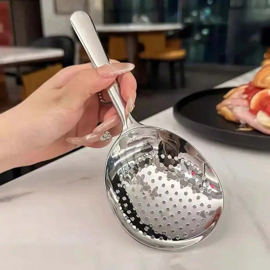 Conchas de acero inoxidable para servir sopa, arroz, cuchara para servir, orificio de drenaje, con aislamientoérmico, utensilios de cocina para uso diario, 1. - A - Ver 1