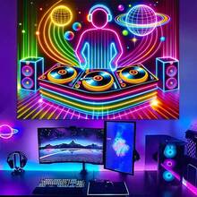 Versatile Glow-In-The-Dark DJ Neon Tapestry For Living Room, Bedroom, Game Room & Parties - Space Music Art - Multicolor - View 8