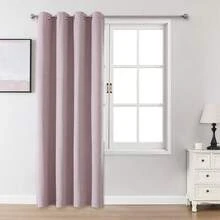 1pc/2pcs Linen-Like Blackout Curtains, Available In Multiple Sizes For Bedroom, Living Room, Home Theater, Dining Room, With Tie-Back Curtain Panels - Dusty Pink - View 28