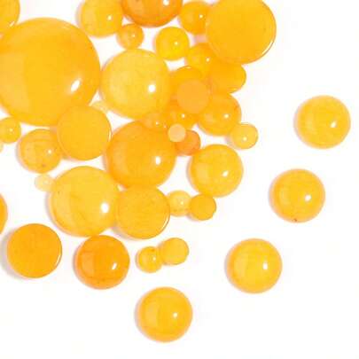 5-10pcs/Pack Natural Yellow Jade Cabochons, Multi-Size Gemstone Cabochons, Vintage Elegant Red Color, Handmade DIY Jewelry Embellishment, Suitable For Necklace, Ring, Bracelet, Jewelry Making