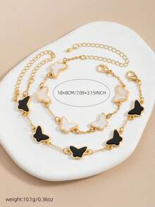 2pcs/Set Fashionable Classic Butterfly Shaped Bracelet Set - Multicolor - View 6