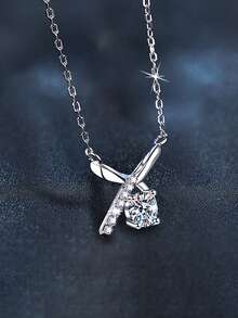 1pc Elegant Luxury 925 Sterling Silver 0.5ct 5.0mm Moissanite Butterfly Necklace, Suitable For Women's Daily Wear, Party, Holiday, Valentine's Day, Mother's Day, Wedding Anniversary, Women's Jewelry Gift