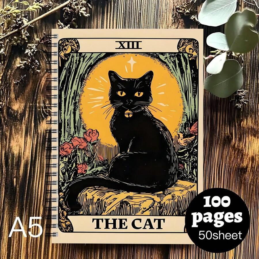 Sổ tay xoắn ốc màu đen huyền bí 100 trang, bìa cứng mờ chất lượng cao, thích hợp làm quà tặng cho bạn bè hoặc người thân yêu thích chủ nghĩa thần bí, để ghi chép giải thích bài Tarot, suy ngẫm tâm linh và lập kế hoạch. - A5 - Xem 1