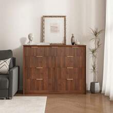 Tall Fluted Dresser For Bedroom 9 Drawer Dressers Chest Of Drawers Multifunctional TV Stand And Storage Organizer For Nursery Living Room Hallway Natural - Walnut - View 4