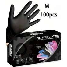 100-Ct Boxed Gloves; Latex-Free Cleaning Gloves; Nail Art, Tattoo, Hair Salon, Garden, Beauty Salon Use;Too Artist; Beautician; Hair Dye; Styling; Epoxy Resin Work Gloves; Powder-Free; Home, Office, Professional Use. - Black - View 11