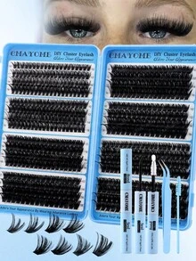 CMAYOME 584/616pcs Cluster False Eyelashes, Thick Curly Eyelash Extension Kit, D-Curl, 8-16mm Mixed Length, DIY Eyelash Extension Set, DIY Lower Lash Extension Tutorial, Fluffy Soft Individual Lashes, Create Voluminous Natural Y2K Butterfly Makeup Effect, Easy DIY Long-Lasting Eyelash Glue, DIY Remover, DIY Eyelash Tweezers (10D-150D Lashes) - Multicolor - View 14