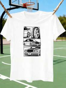 Mercedes Benz Classic Car T-Shirt, Quality Fabric, Round Neck, Loose Fit, Comfortable, Unique Graphic Print - trắng - Xem 2