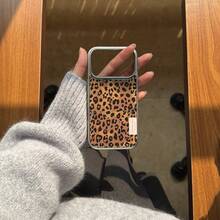 Leopard Print Label Protective Case For IPhone 15 Pro Max, 16 Pro, 13, 14, 12, 17 Pro Max, 17 Pro, 15 Pro, New Design, Shockproof, Full Coverage - Brown - View 1