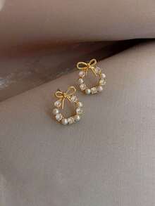 10对装奢华可爱仿珍珠花朵水晶心形吊坠耳环，优雅百搭混搭风格耳环套装，时尚饰品，派对、婚礼、日常佩戴的最佳礼物，随机OPP袋包装 - 10對(隨機出貨)C款 - 查看 6