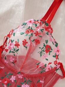 Women's Solid Color Mesh Contrast Lace Sheer Sexy Camisole Nightgown