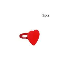 12pcs Heart Shaped Napkin Rings, Red Metal Heart Napkin Rings, Suitable For Table Decor, Wedding Party Favors, Valentine's Day, Party Gatherings And Daily Use - Multicolor - View 9