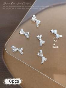 10/100/500pcs 3D Silver Bow Heart Nail Art Decorations, Korean Style Metal Bow, Star, Moon Nail Jewelry, Y2K Punk Nail Gems, DIY For Acrylic Nail Stickers, Phone Cases, Shoes, Clothes, Bags Nails Nail Supplies Nail Charms - Multicolor - View 32