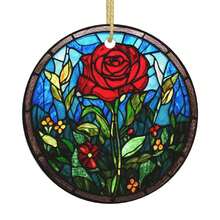 Rose Ceramic Christmas Hanging Ornament For Xmas Tree Wedding Holiday Party Home Decor - 紅玫瑰 - 查看 1