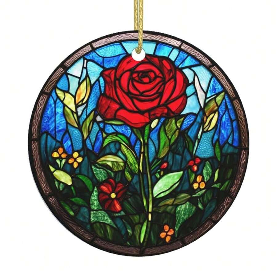 Rose Ceramic Christmas Hanging Ornament For Xmas Tree Wedding Holiday Party Home Decor - 紅玫瑰 - 查看 1