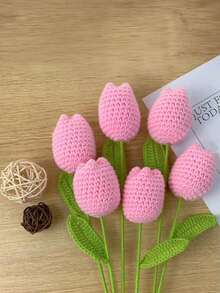 1pc/Pack DIY Crochet Tulip Gift, DIY Artificial Flower Bouquet, Handmade Crochet Tulip Bouquet, Crochet Flower Bouquet Gift, Perfect Gift For Women, Valentine's Day, Birthday Or Graduation Ceremony - Multicolor - View 6