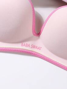 3pcs/Set Teenage Girls' Seamless Wireless Colorblock Bras, Comfortable Cute Letter Print Bras, Suitable For 13-16 Years Old - Multicolor - View 7