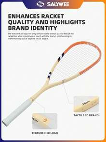 SALYWEE SKY.X Pro-Grade 30T Full Carbon Squash Racket Set | 149g(Unstrung) Ultra-Light + 3D Textured Design | 12x17 String Pattern | Anti-Twist Frame | Premium White Flannel Pouch + Random Gradient Grip Tape + Yellow Vibration Dampener - Premium Orange/Blue - Multicolor - View 8