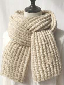 Retro Gray Knitted Scarf, Men's Fashion Warm Thick Neck Warmer, Essential Winter Item, Multi-Angle Styling Showcases Taste, Best Gift For Men, Male Friends, Husband - Multicolor - View 2