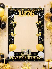 1set Black Gold 50th Birthday PhotoBooth Props,Happy Birthday Paper Photo Frame,Party Photo Booth Props,Black Gold Fifty Birthday Party Decoration,Fun Party Accessories, Birthday Celebrations In 2008,50 Year Old Birthday Party Supplies,Birthday Gift Party Favor - 50th Birthday - View 5