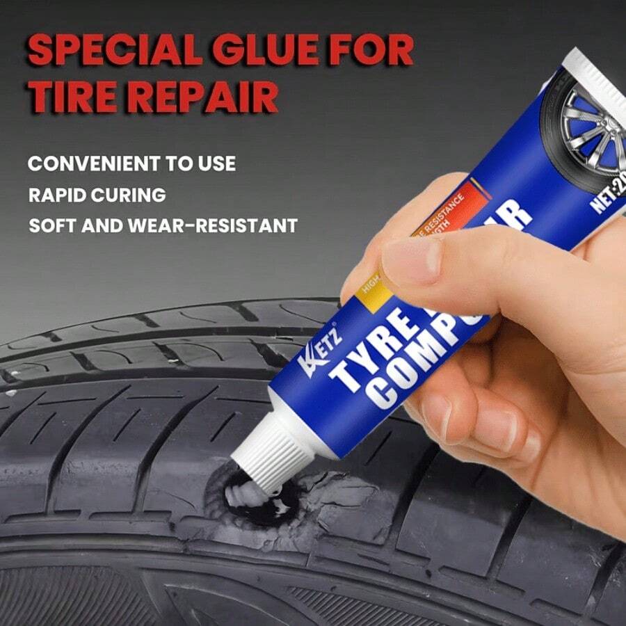 Pegamento suave para reparación de neumáticos, relleno anti-arañazos, tira de sellado universal/adhesivo para reparación de suela de zapato, con fuerte adhesión resistente a altas y bajas temperaturas, Piezas de automóvil > Herramientas de mantenimiento > Kit de reparación de neumáticos y ruedas - 20 gramos - Ver 1