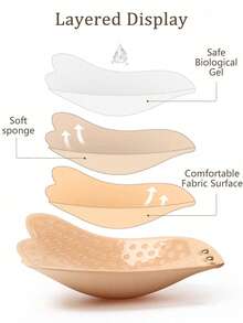 1pc Plus Size Adhesive Invisible Push Up Bra - Wireless, Adjustable Strapless Deep V Bra, Lift And Shape, Breathable And Comfortable, Suitable For Wedding Dresses/Formal Gowns, Cold-Shoulder, Backless, Spaghetti Strap, Tight Dresses, Sheer Tops, Spaghetti Strap Outfits, Bridal Shower, Travel, Suitable For Parties, Cocktail Dresses, Weddings/Formal Dinners - Multicolor - View 4