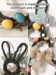 1件仿真牡丹/玫瑰兔子装饰品，适用于家居前门、室内/室外窗户、墙壁、壁炉装饰，是复活节、情人节、毕业典礼的理想之选，多用途塑料装饰品，无需电池 - 彩色 - 查看 5