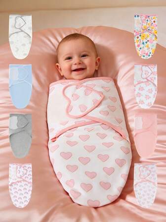 1 Set di Copertine Morbide in Cotone per Neonati, Adatte per Bambini e Bambine, Adatte per Primavera/Estate, Facili da Usare e Avvolgere, Adatte per Neonati 0-3 Mesi, Adatte come Regalo per Varie Occasioni, Adatte per la Lista di Articoli Essenziali per Neonati