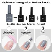 15毫升高级灰色一步式凝胶指甲油，三合一免擦拭封层底油，冷调蓝灰色，适合秋冬季日常办公，简约DIY美甲，瓶身设计与颜色相配 - 灰色 - 查看 9