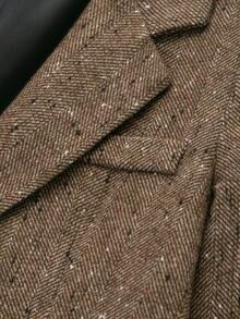 Blazer de manga larga con mezcla de espiga para mujer, primavera - Marrón - Ver 3